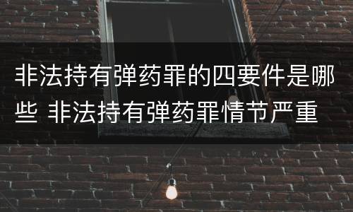 非法持有弹药罪的四要件是哪些 非法持有弹药罪情节严重