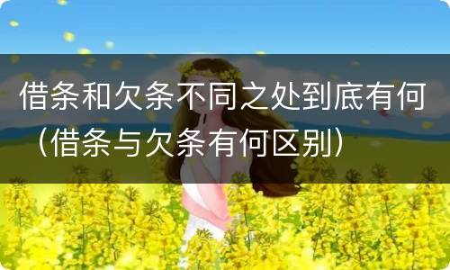 借条和欠条不同之处到底有何（借条与欠条有何区别）