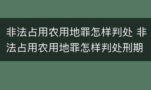 非法占用农用地罪怎样判处 非法占用农用地罪怎样判处刑期