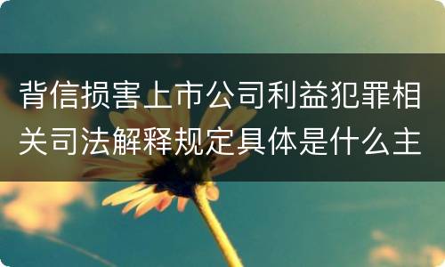 背信损害上市公司利益犯罪相关司法解释规定具体是什么主要内容