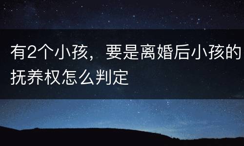 有2个小孩，要是离婚后小孩的抚养权怎么判定