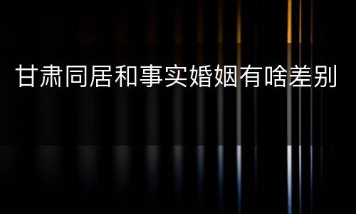 甘肃同居和事实婚姻有啥差别