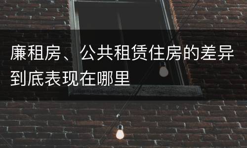 廉租房、公共租赁住房的差异到底表现在哪里