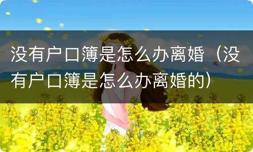 没有户口簿是怎么办离婚（没有户口簿是怎么办离婚的）
