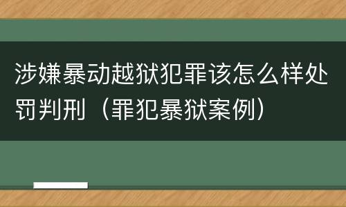 涉嫌暴动越狱犯罪该怎么样处罚判刑（罪犯暴狱案例）