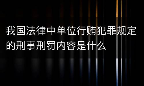 我国法律中单位行贿犯罪规定的刑事刑罚内容是什么