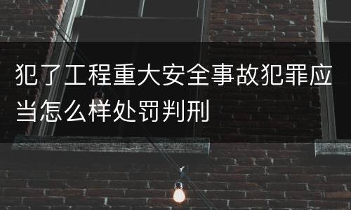 犯了工程重大安全事故犯罪应当怎么样处罚判刑