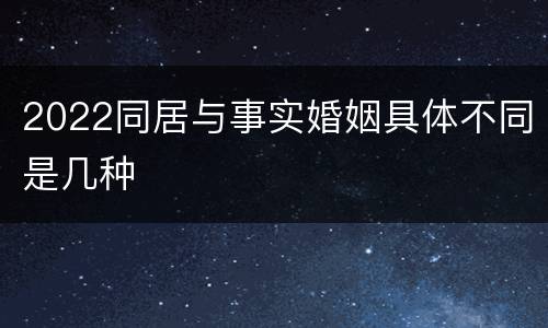 2022同居与事实婚姻具体不同是几种