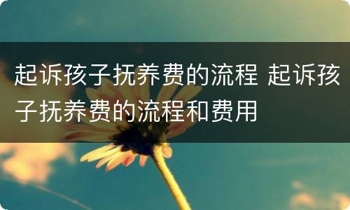 起诉孩子抚养费的流程 起诉孩子抚养费的流程和费用
