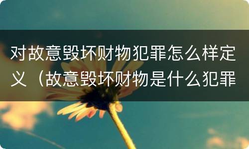 对故意毁坏财物犯罪怎么样定义（故意毁坏财物是什么犯罪类型）