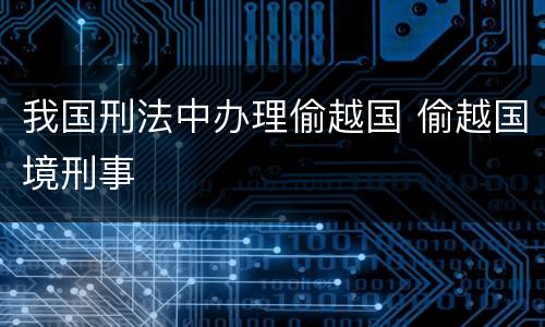 我国刑法中办理偷越国 偷越国境刑事