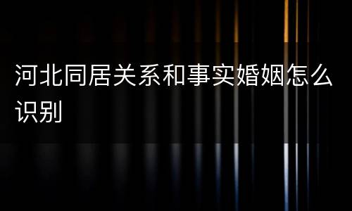 河北同居关系和事实婚姻怎么识别