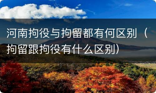 河南拘役与拘留都有何区别（拘留跟拘役有什么区别）