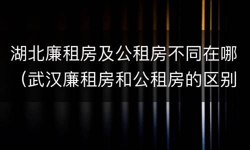 湖北廉租房及公租房不同在哪（武汉廉租房和公租房的区别）