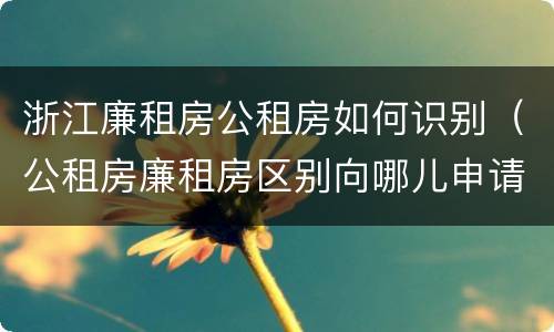 浙江廉租房公租房如何识别（公租房廉租房区别向哪儿申请）
