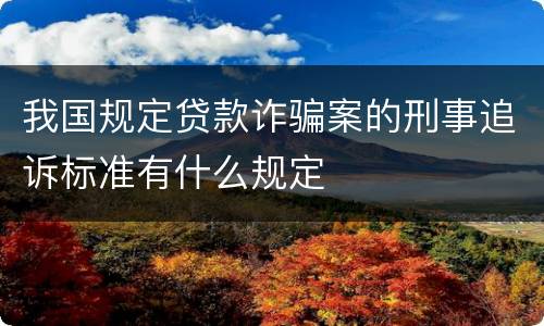 我国规定贷款诈骗案的刑事追诉标准有什么规定