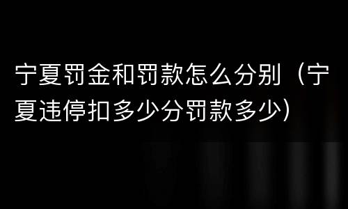 宁夏罚金和罚款怎么分别（宁夏违停扣多少分罚款多少）