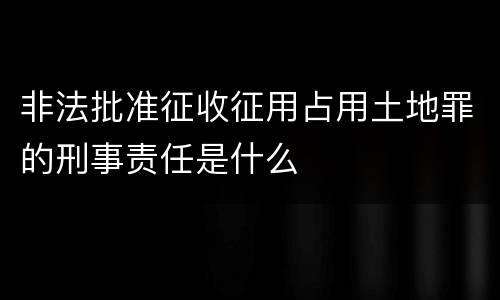 非法批准征收征用占用土地罪的刑事责任是什么