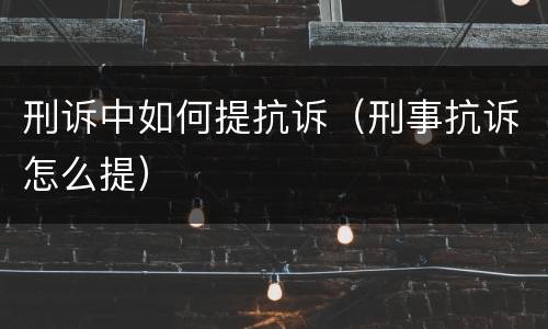 刑诉中如何提抗诉（刑事抗诉怎么提）