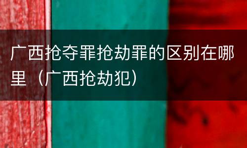 广西抢夺罪抢劫罪的区别在哪里（广西抢劫犯）