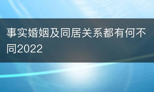 事实婚姻及同居关系都有何不同2022