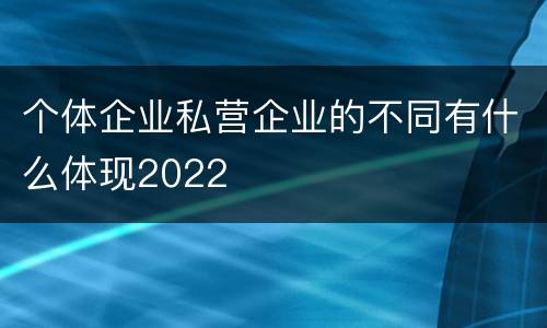 个体企业私营企业的不同有什么体现2022