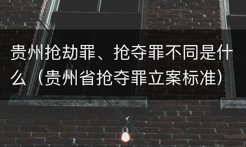 贵州抢劫罪、抢夺罪不同是什么（贵州省抢夺罪立案标准）