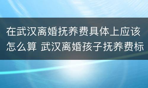 在武汉离婚抚养费具体上应该怎么算 武汉离婚孩子抚养费标准2019