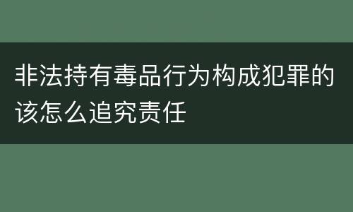 非法持有毒品行为构成犯罪的该怎么追究责任
