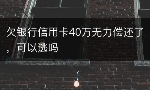 欠银行信用卡40万无力偿还了，可以逃吗