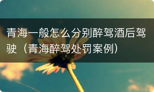 青海一般怎么分别醉驾酒后驾驶（青海醉驾处罚案例）