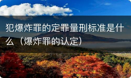 犯爆炸罪的定罪量刑标准是什么（爆炸罪的认定）