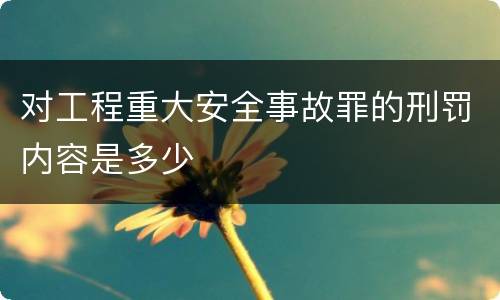 对工程重大安全事故罪的刑罚内容是多少