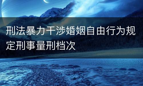 刑法暴力干涉婚姻自由行为规定刑事量刑档次