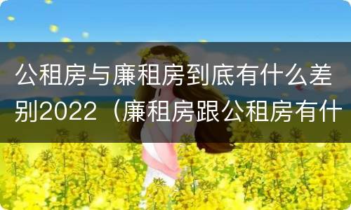 公租房与廉租房到底有什么差别2022（廉租房跟公租房有什么区别）