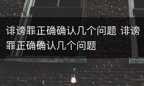 诽谤罪正确确认几个问题 诽谤罪正确确认几个问题