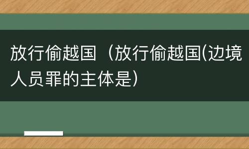 放行偷越国（放行偷越国(边境人员罪的主体是）