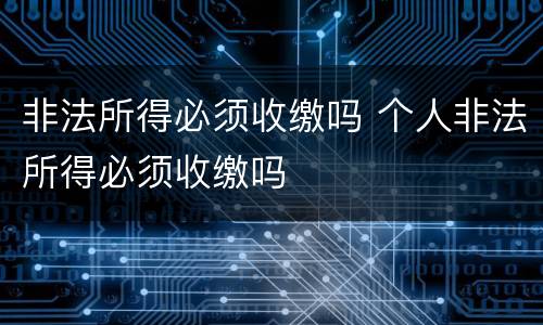 非法所得必须收缴吗 个人非法所得必须收缴吗