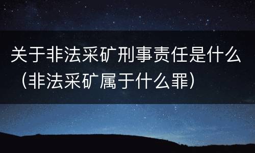 关于非法采矿刑事责任是什么（非法采矿属于什么罪）