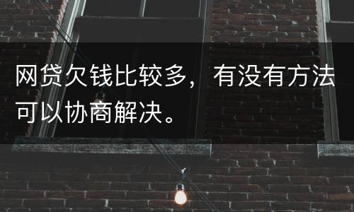 网贷欠钱比较多，有没有方法可以协商解决。