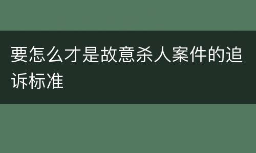 要怎么才是故意杀人案件的追诉标准