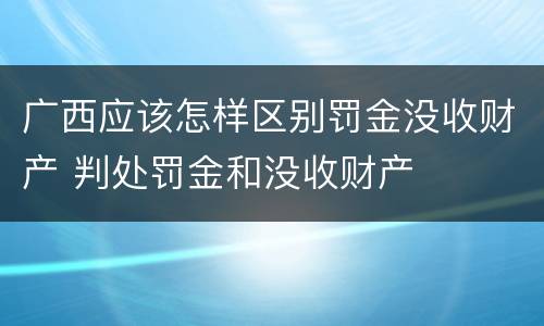 广西应该怎样区别罚金没收财产 判处罚金和没收财产