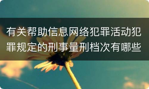有关帮助信息网络犯罪活动犯罪规定的刑事量刑档次有哪些
