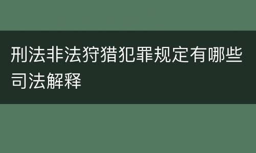 刑法非法狩猎犯罪规定有哪些司法解释
