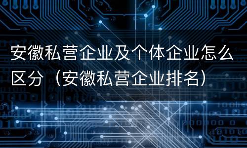 安徽私营企业及个体企业怎么区分（安徽私营企业排名）
