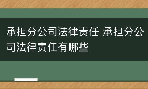 承担分公司法律责任 承担分公司法律责任有哪些