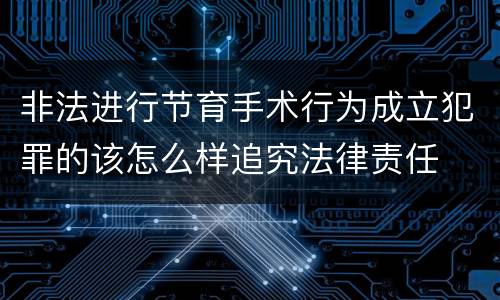 非法进行节育手术行为成立犯罪的该怎么样追究法律责任