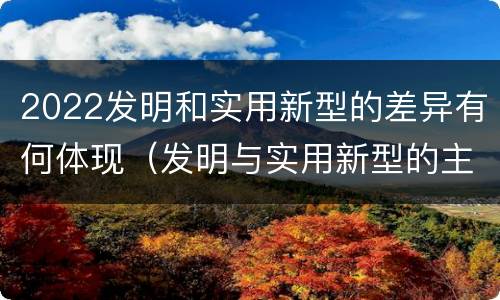2022发明和实用新型的差异有何体现（发明与实用新型的主要区别）