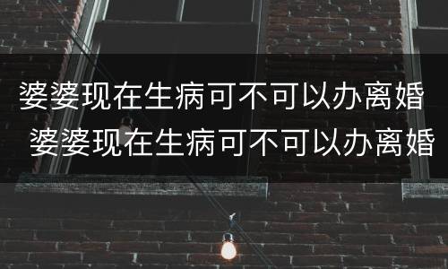 婆婆现在生病可不可以办离婚 婆婆现在生病可不可以办离婚证