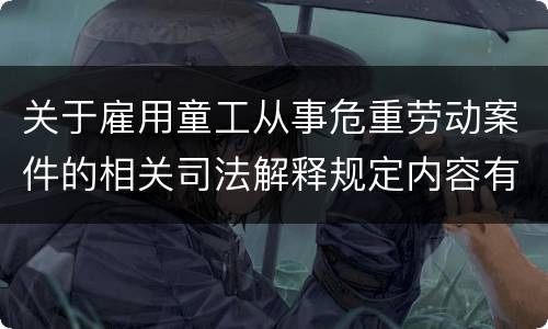关于雇用童工从事危重劳动案件的相关司法解释规定内容有哪些